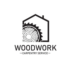 black woodworking carpentry emblem isolated on white background