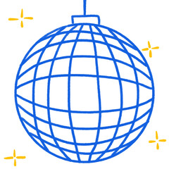 Aesthetic trendy vintage style disco ball. Perfect for sticker, design element, party, birthday, wedding.