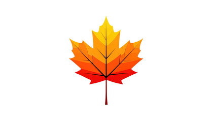 Stylized maple leaf, vibrant gradient colors, isolated on black background. Simple, cartoon-like illustration