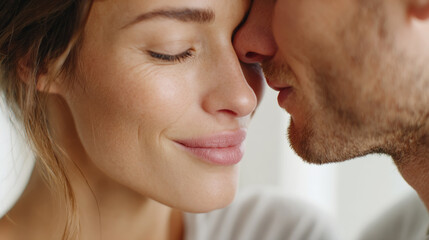 Romantic moment on world kiss day: couple's intimate connection in slow motion