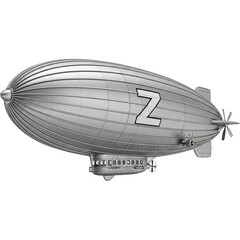 Fototapeta premium Silver Airship with the Letter Z A Detailed Illustration.