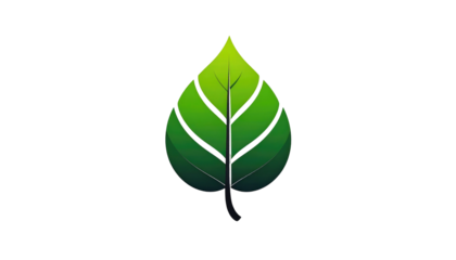 A vibrant green leaf, center, with darker veins and a graduated tone on a pure black background