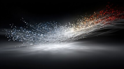 Abstract digital art with colorful particles and light.