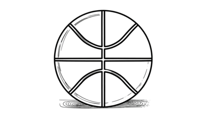 Faint, glitchy basketball graphic. Dark background. Minimalist, abstract sports icon