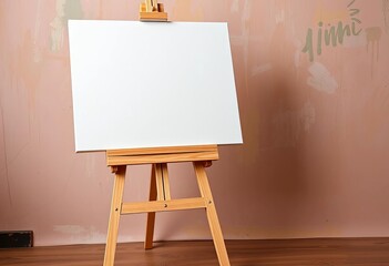 Blank white canvas on an easel, ready for painting, cotton, art supplies