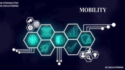 Digital world map displaying modern mobility concepts and global connectivity, Internet infrastructure concept map Abstract technology background - Powered by Adobe