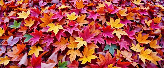 Crisp autumn leaves in vibrant hues, covering ground, beauty, forest