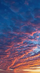 Fototapeta premium A breathtaking natural display as the sun sets, illuminating the vast blue sky with vibrant pink and fiery orange clouds ,purple ,amazing ,sunlight