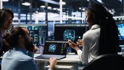 Data center software developers using machine learning algorithms to analyze large datasets. Server...