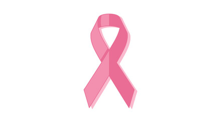 Pink breast cancer awareness ribbon symbol on white background. Suitable for medical presentations, fundraising events, awareness campaigns, and posters.