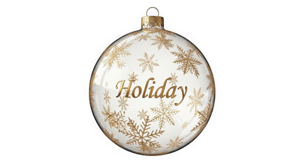 Elegant White Christmas Ornament With Golden Holiday Text