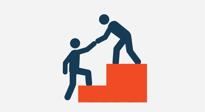 Helping hand reaching down to assist someone climbing steps silhouette