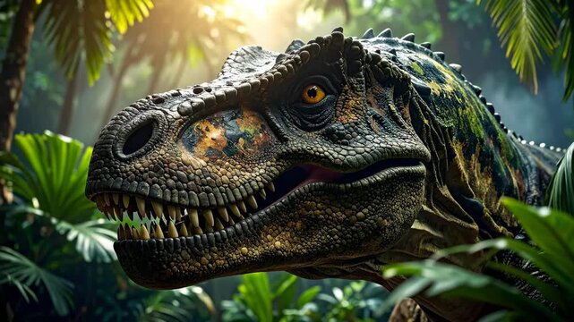 The Mighty Tyrannosaurus Rex in its Natural Jungle Habitat.