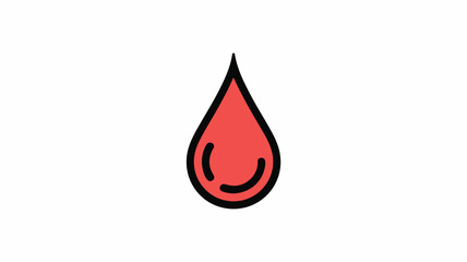 Simple red blood drop icon symbolizing health and donation