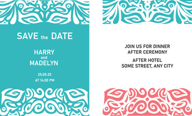 Wedding Invitation, Bohemian Ethnic Mandala, Geometric Pattern 