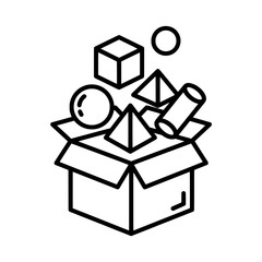 Geometric shapes within box, symbolizing elements for abstract design creation