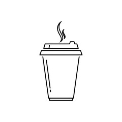 Hot Drink in Disposable Cup with Steam Icon of Coffee or Tea