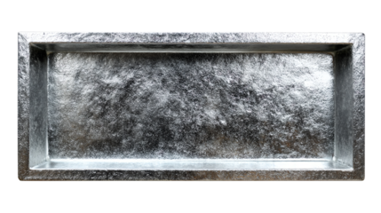 Galvanized Steel Shelf: A rectangular galvanized steel shelf, characterized by its durable, metallic construction and industrial aesthetic.