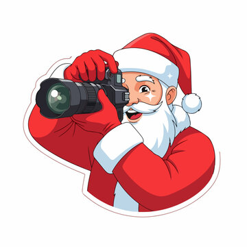 santa claus taking photo, red suit clip art preview