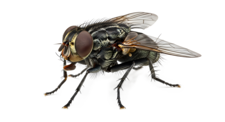 Fly's Intricate Details: A macro shot unveils the tiny world of a fly, showcasing its complex structure and exquisite features. 