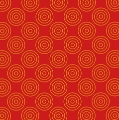 Abstract Pattern with Concentric Circle Shapes in Red and Yellow Retro Geometric Design for Background and Decorative Prints. Illustration