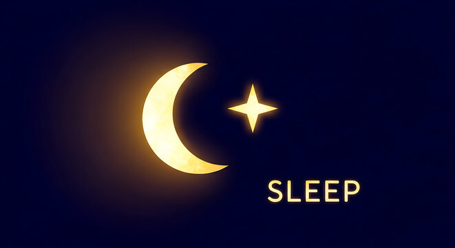 Sleep Icon Crescent Moon and Star Symbolizing Restful Night and Peaceful Dreams