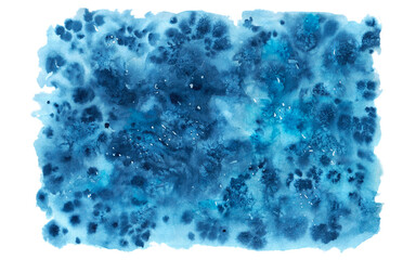 Space watercolor illustration. Universe, space, galaxy, sky. Atlas. Astronomy science. Blue watercolor background. Abstract. Isolated illustration. For print and electronic media.