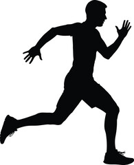 Silhouette of Runner in Motion. Athletic Figure Mid-Stride Representing Speed, Fitness, Determination, and Outdoor Physical Activity