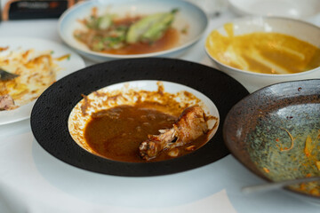  leftover food after party, dirty food