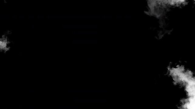 Swirling smoke or ink fluid transition effect. Steam, dust explosion. Black on white background