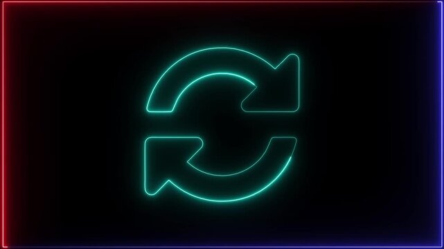 Glowing neon line Refresh icon isolated on black background. Reload symbol. reload icon animation. Glowing neon line Refresh icon isolated on black background