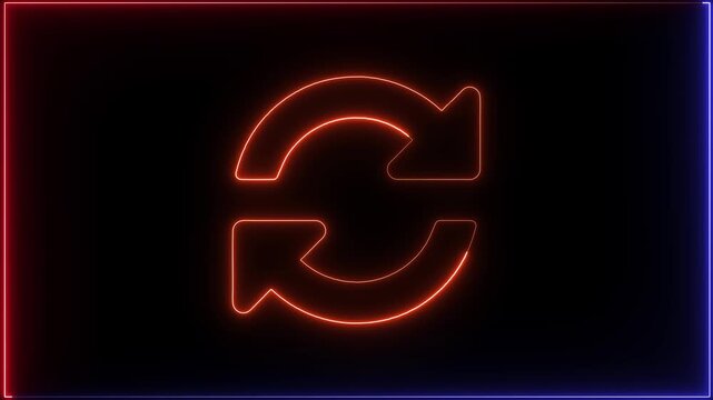 Glowing neon line Refresh icon isolated on black background. Reload symbol. reload icon animation. Glowing neon line Refresh icon isolated on black background
