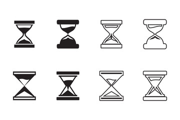 Collection of black and white hourglass icons. Great for time concept, countdown, or productivity designs.