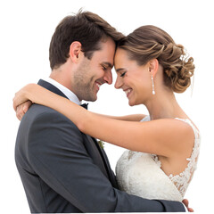 Wedding Day Blissful Couple on transparent background