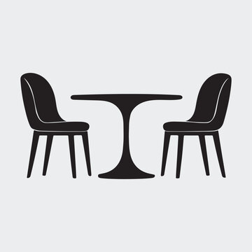 Modern Dining Set Silhouette with Upholstered Chairs and Round Table