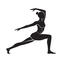 Fototapeta premium Woman in Warrior I Yoga Pose Silhouette warrior pose