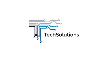 Tech Solutions Logo Modern Circuit Design for Technology and Digital Services Branding
