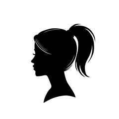 Elegant Woman Silhouette with Ponytail Vector Illustration