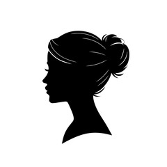 Elegant Woman Silhouette with Hair Bun Vector Illustration