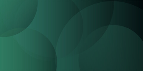 Dark green background with overlapping circular shapes. The background is smooth and gradient, featuring green and black tones. Minimal abstract circles vector gradient background