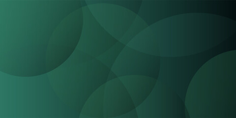 Dark green background with overlapping circular shapes. The background is smooth and gradient, featuring green and black tones. Minimal abstract circles vector gradient background