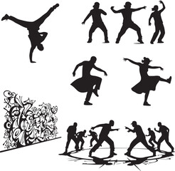  Dynamic Silhouettes of Urban Dancers A Collection of Hip Hop, Breakdance, and Contemporary Moves with Graffiti Art.