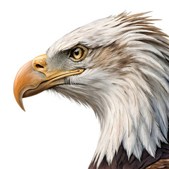 Obraz premium Bald Eagle Head Raptor Bird Profile on transparent background