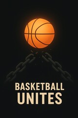 Basketball Unites Dramatic Shadow Design Ball Above Dark Court Minimalist Art