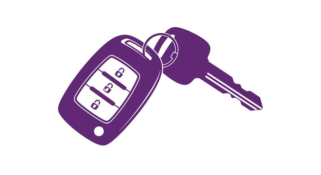 Purple car keys with remote a striking and simple silhouette