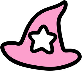 Cute Wizard Hat Icon: Fantasy Costume Cartoon Design