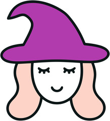 Cute Witch Icon: Purple Halloween Character Design