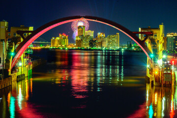 安治川水門と夜景