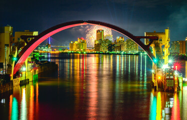安治川水門と夜景