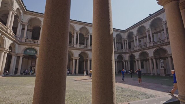 Courtyard Columns and Arches at Pinacoteca di Brera, Milan,filmed on September 15, 2025.